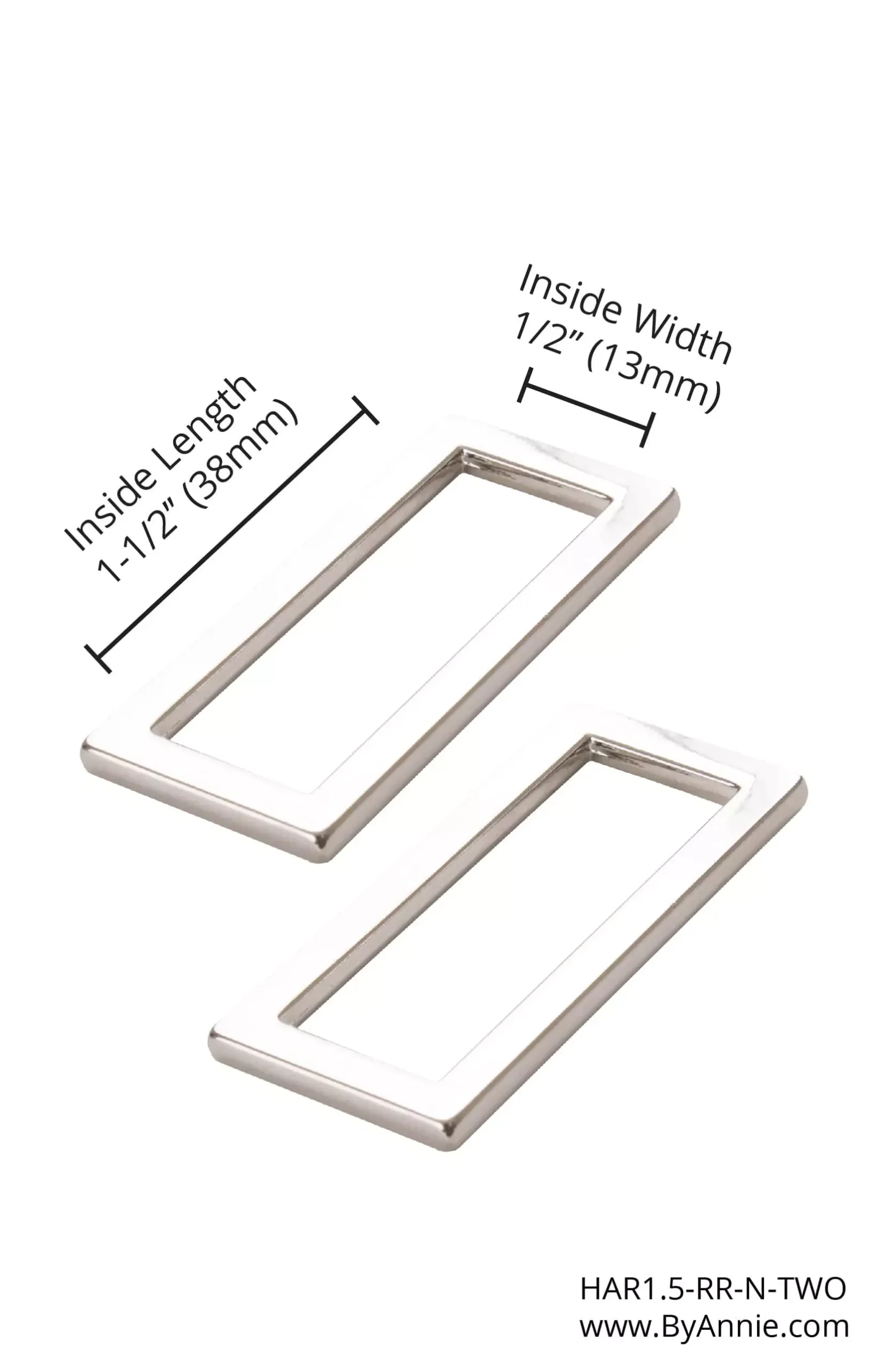 1.5" Rectangle Ring- Nickel, Set of 2