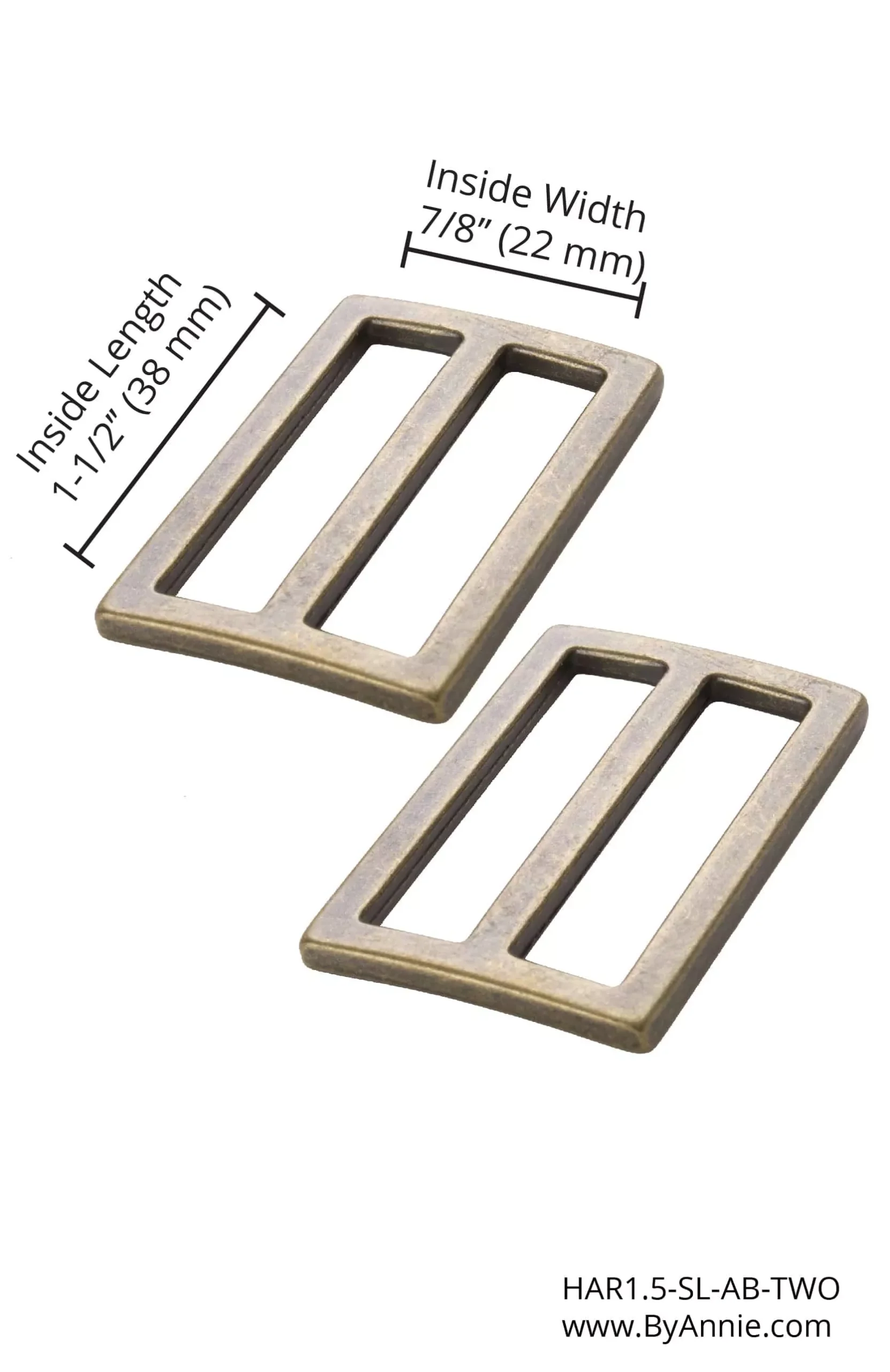 1.5" Slider-Widemouth- Antique Brass, Set of 2