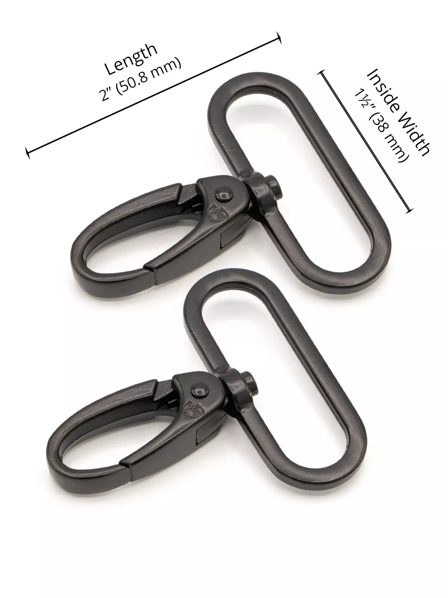 1.5" Swivel Snap Hook- Black Metal, Set of 2