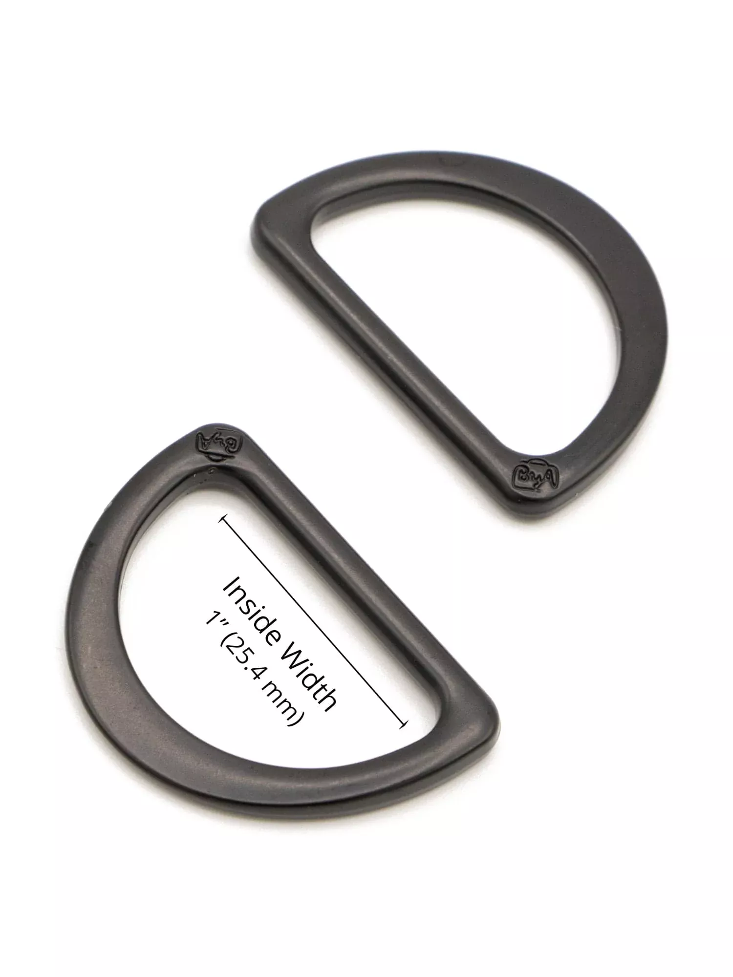 1" D-Ring- Black Metal, Set of 2