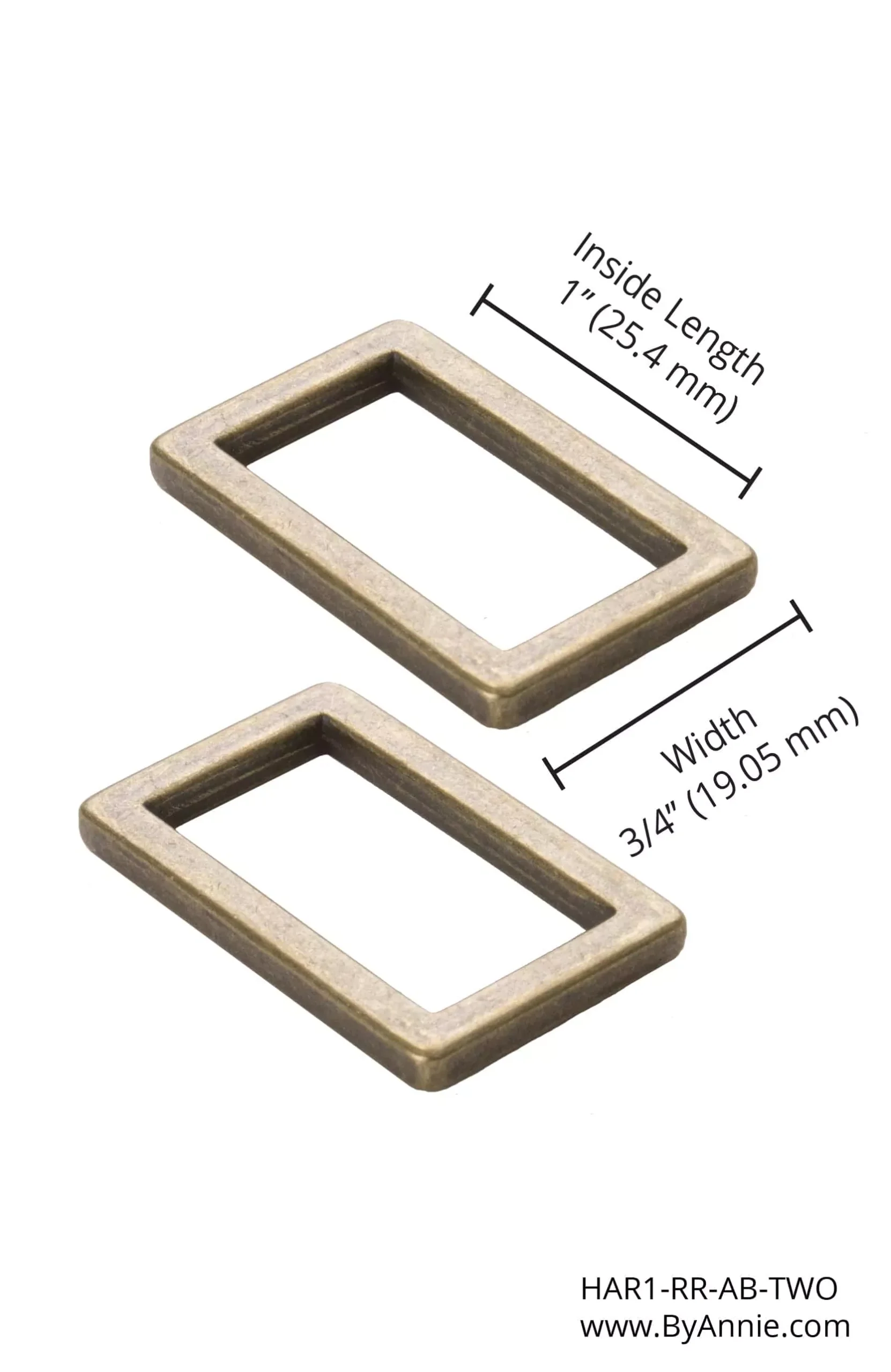 1" Rectangle Ring- Antique Brass, Set of 2