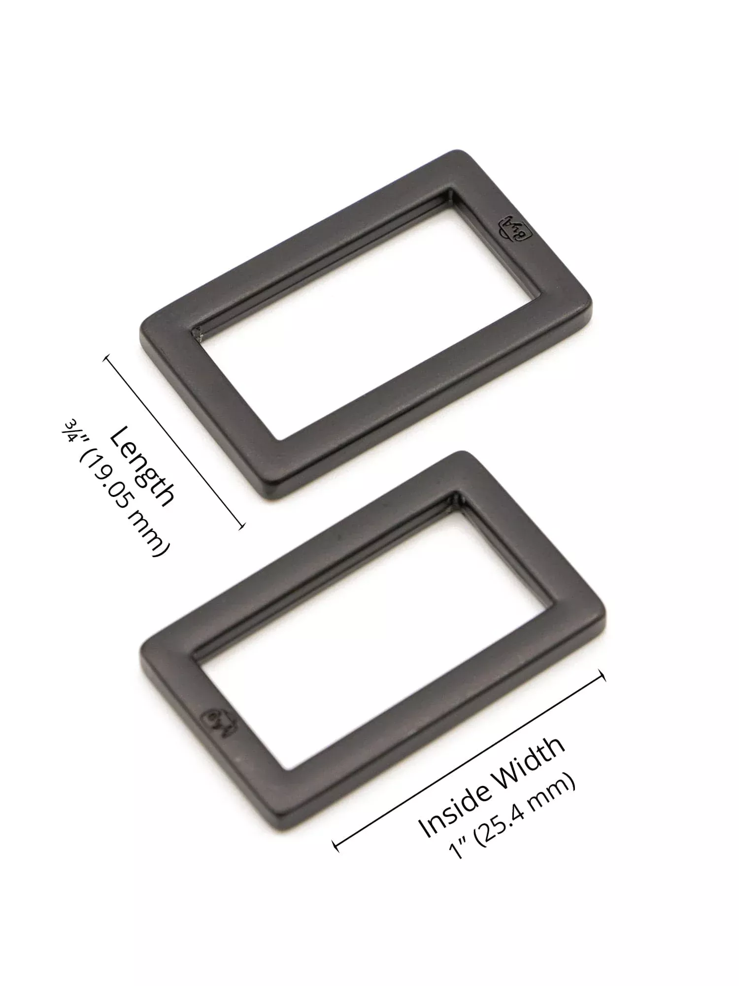 1" Rectangle Ring- Black Metal, Set of 2