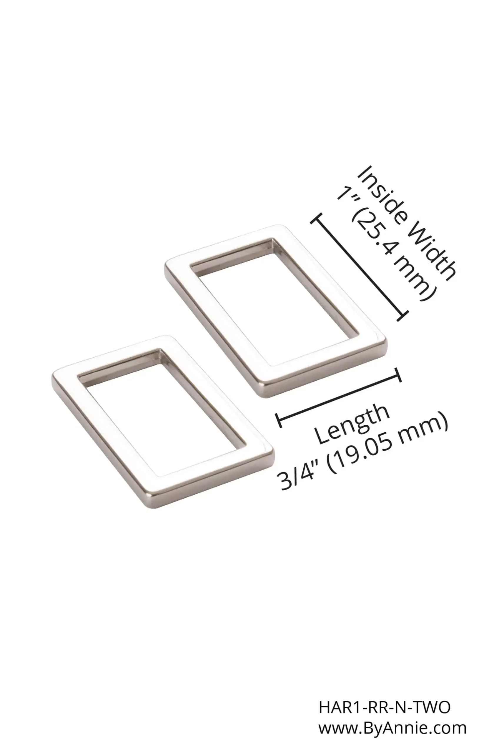 1" Rectangle Ring- Nickel, Set of 2