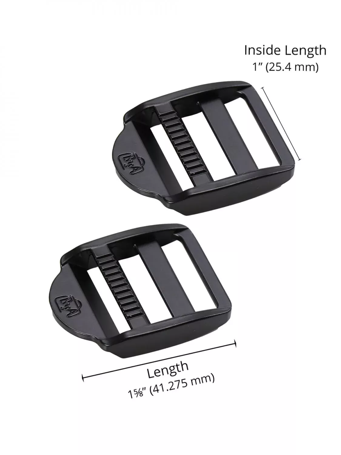 1" Strap Adjuster Black Metal, Set of 2