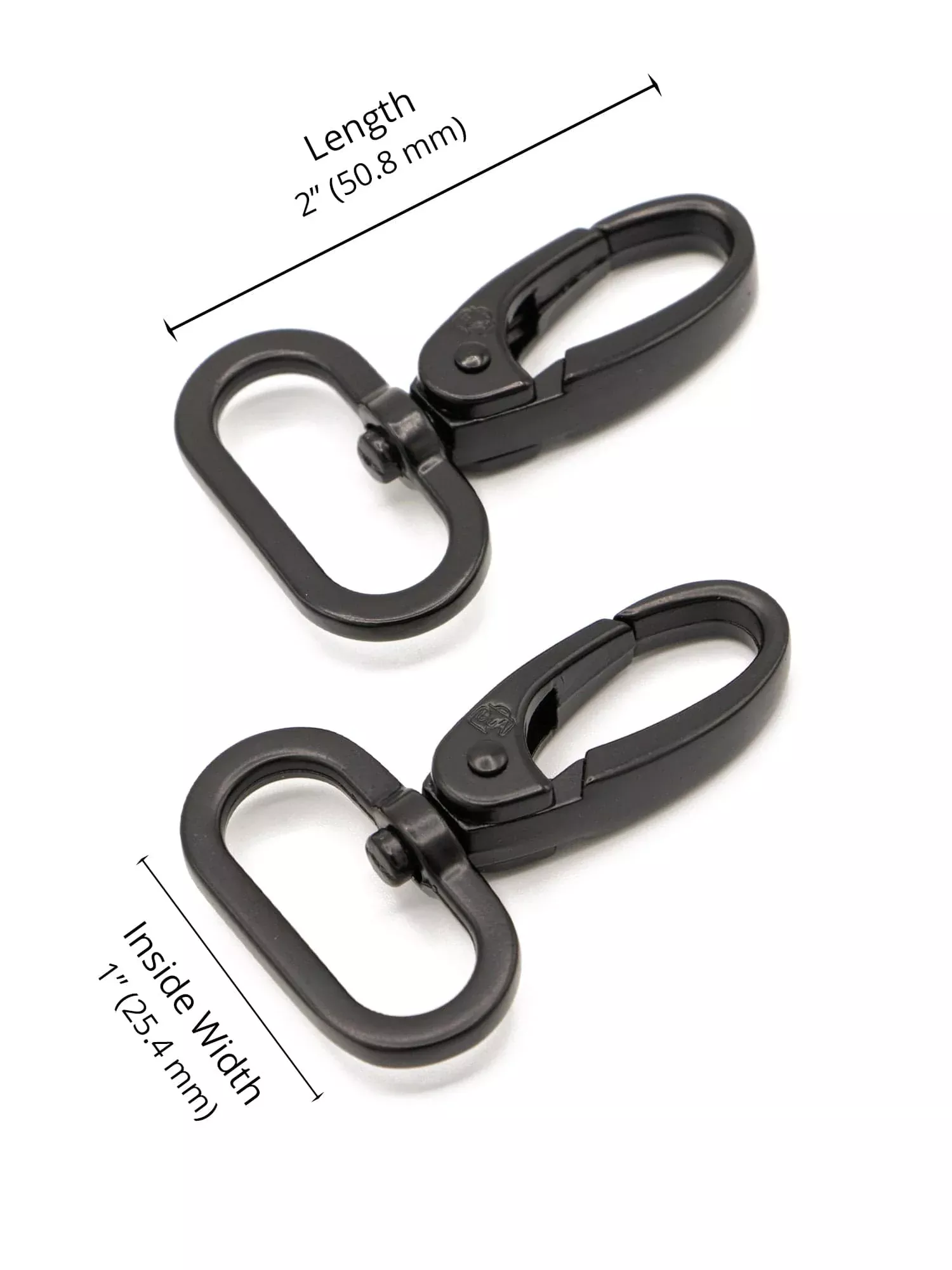 1" Swivel Snap Hook- Black Metal, Set of 2