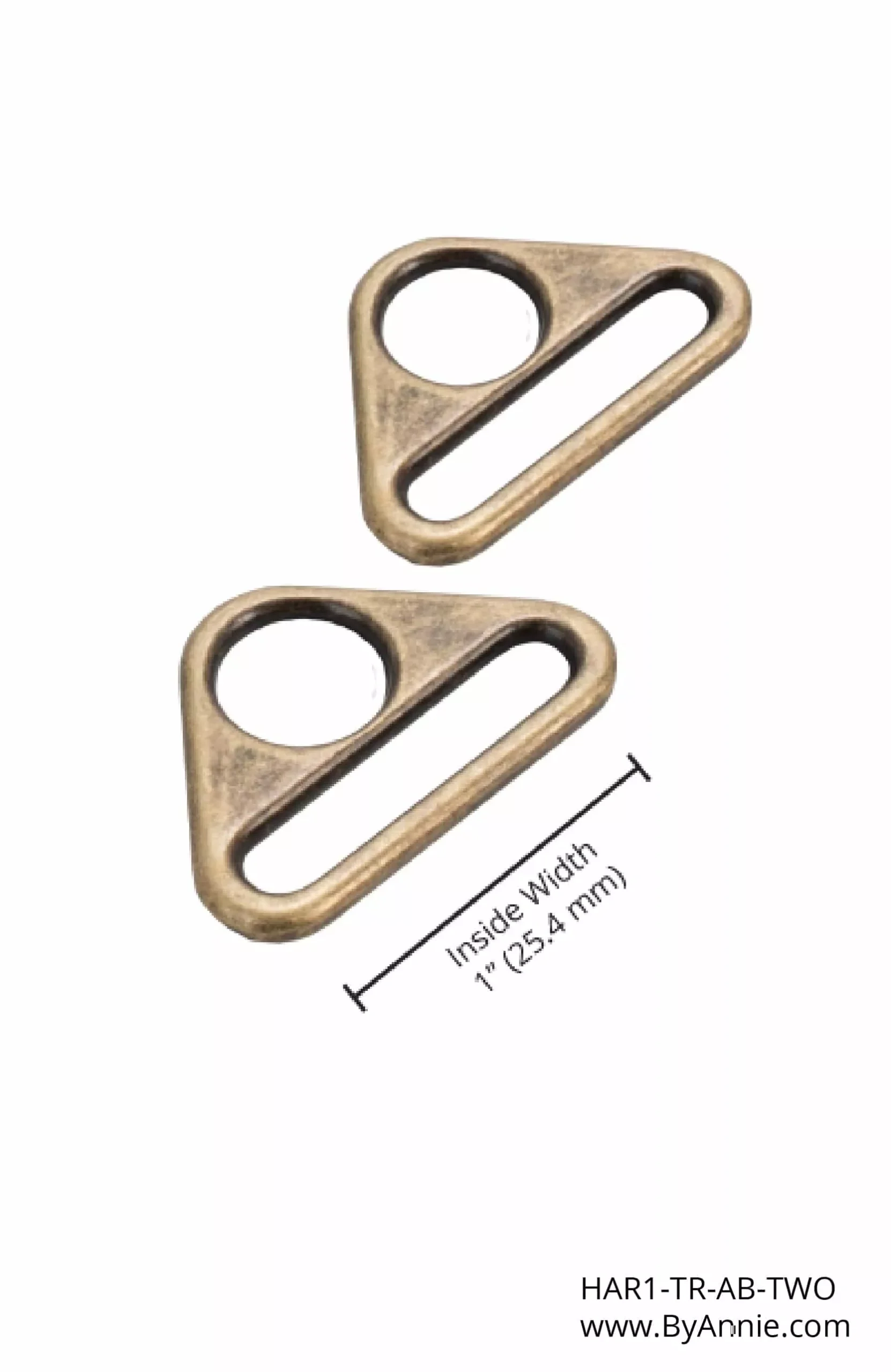 1" Triangle Ring- Antique Brass, Set of 2
