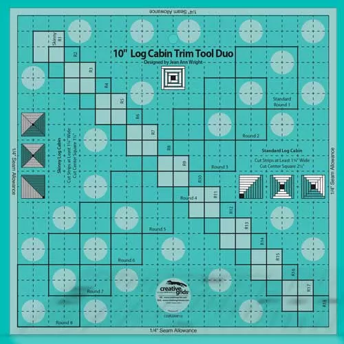 10 in. Log Cabin Trim Tool Duo Creative Grids Quilt Ruler