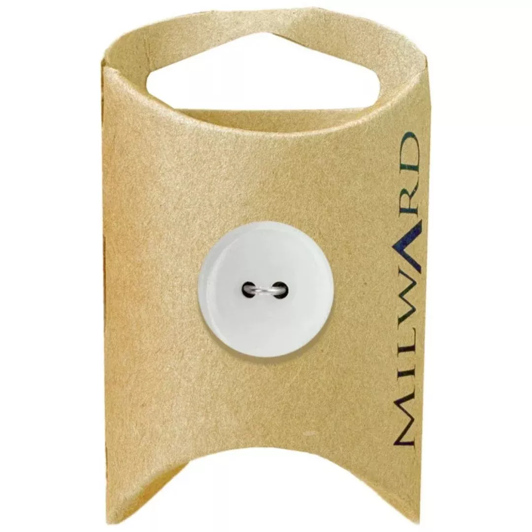 18mm White Poly 2-Hole Glossy Buttons - 6 Pack