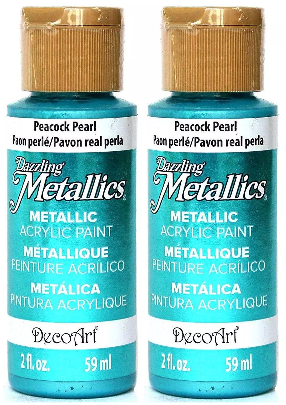 2-Pack - DecoArt Dazzling Metallics Acrylic Colors - Peacock Pearl, 2-
