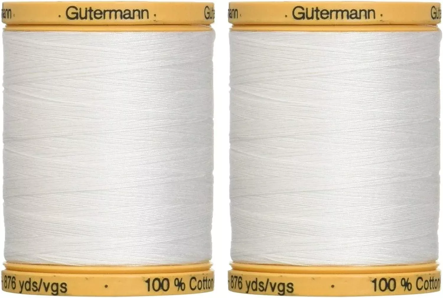 2-Pack - Gutermann Natural Cotton Thread Solids 876 Yards Each - White