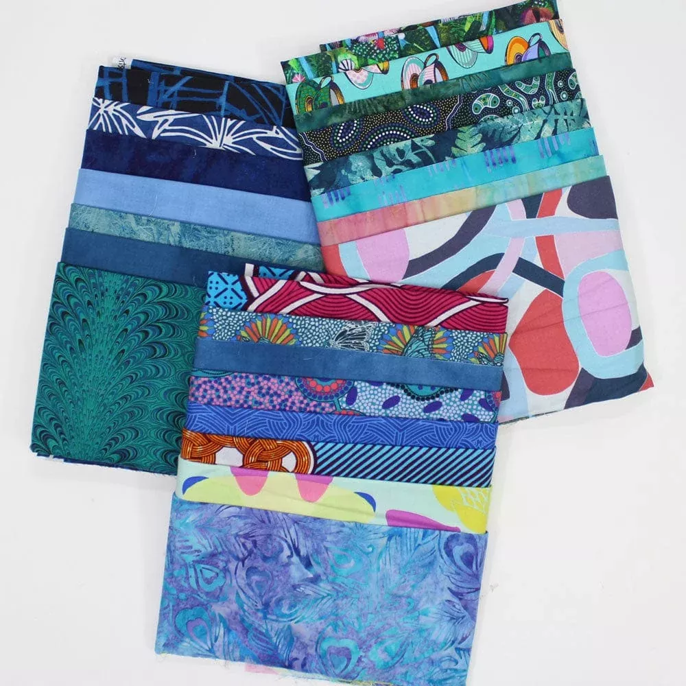 2 Yard Fabric Pack, Assorted Turquoise/Aqua Cottons