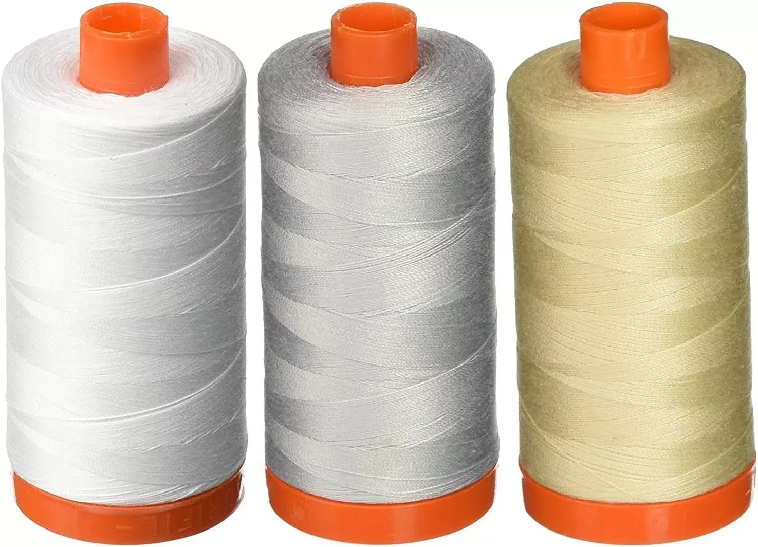 3-PACK - Aurifil 50WT - White + Dove + Light Beige, Solid - Mako Cotto