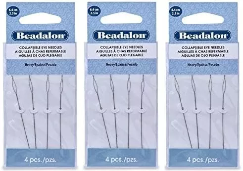 3 Packs - Beadalon Collapsible Eye Needles 2.5" Heavy - 4pcs/pk - Tota