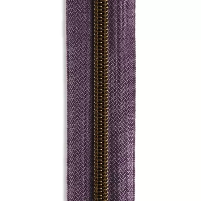 #5 Metallic Nylon Zipper By the Yard - Grape