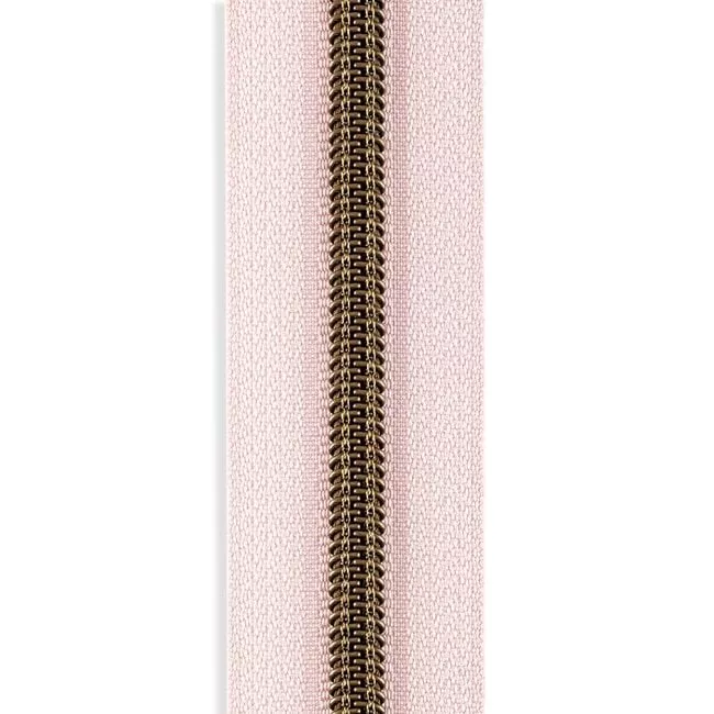 #5 Metallic Nylon Zipper By the Yard - Light Pink