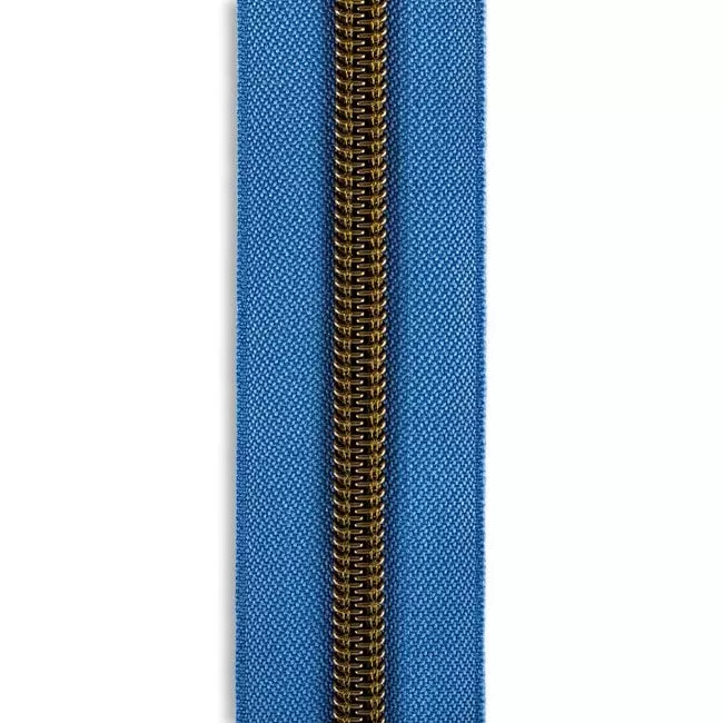 #5 Metallic Nylon Zipper By the Yard - Medium Blue