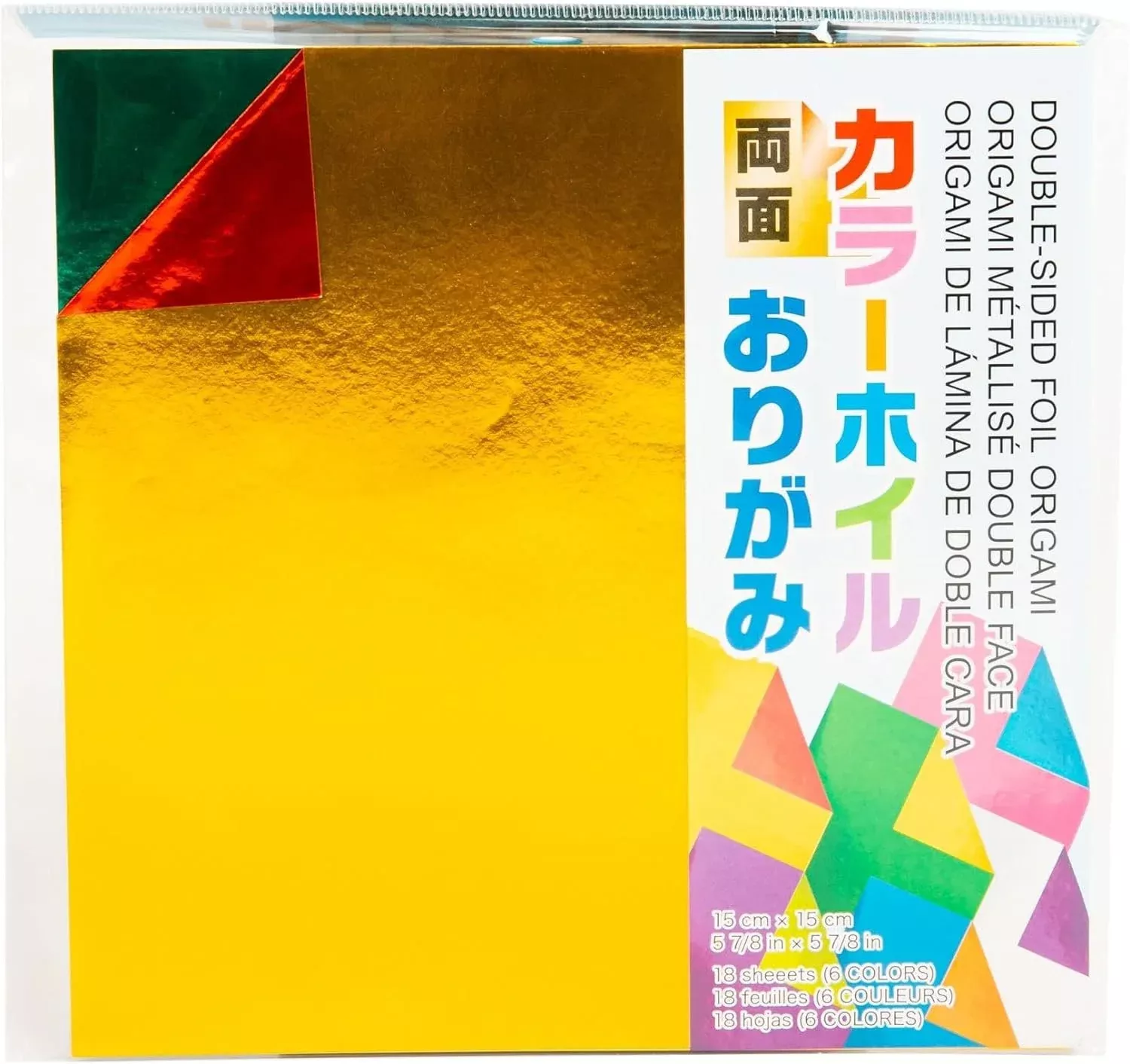 Aitoh Origami Paper 5.875"X5.875" 18/Pkg, Assorted Foil/Foil Double-Si