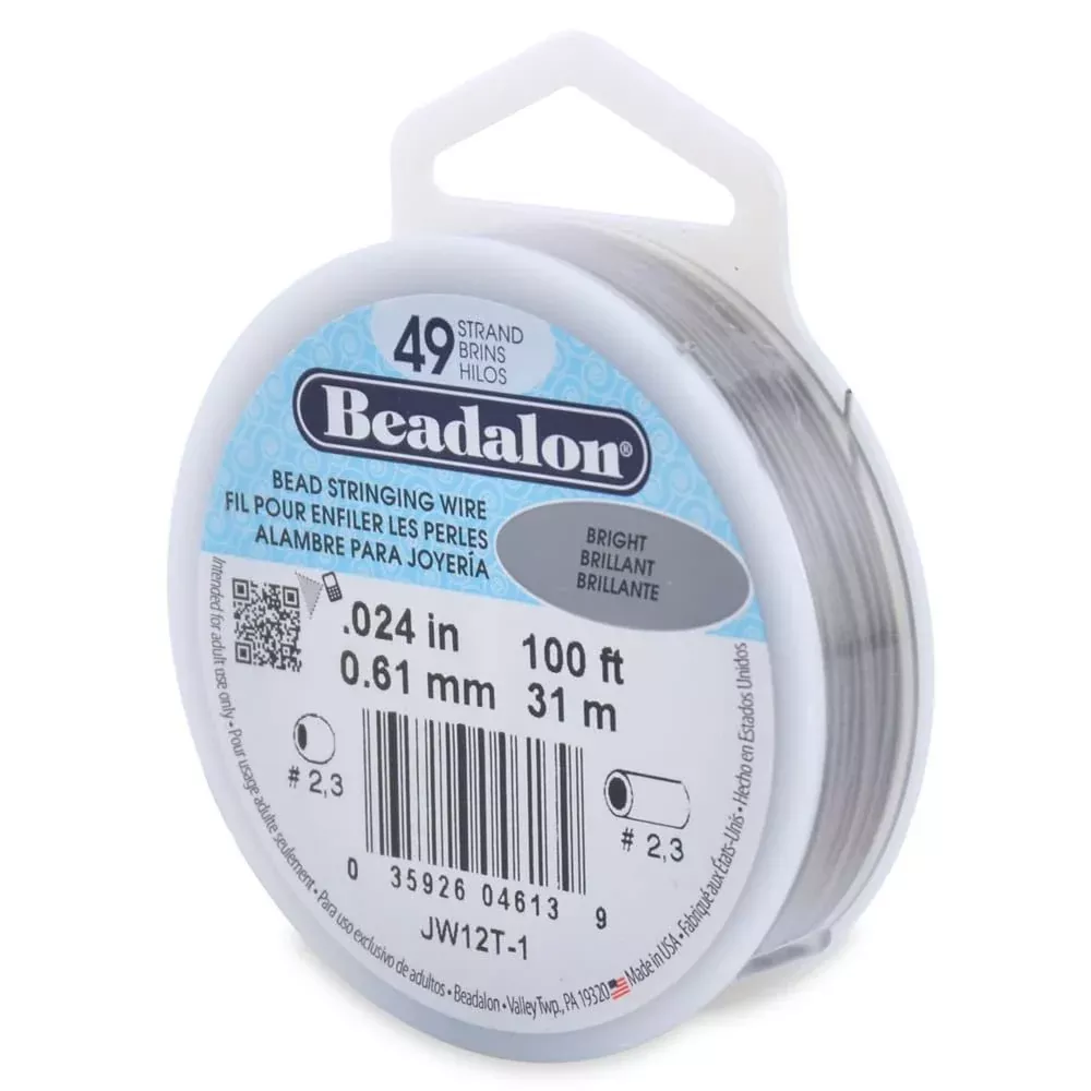 Beadalon 49 Strand Stainless Steel Bead Stringing Wire, 024 in / 0.61