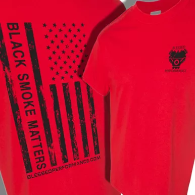"BLACK SMOKE MATTERS" Black on Cherry Flag Design T-Shirt