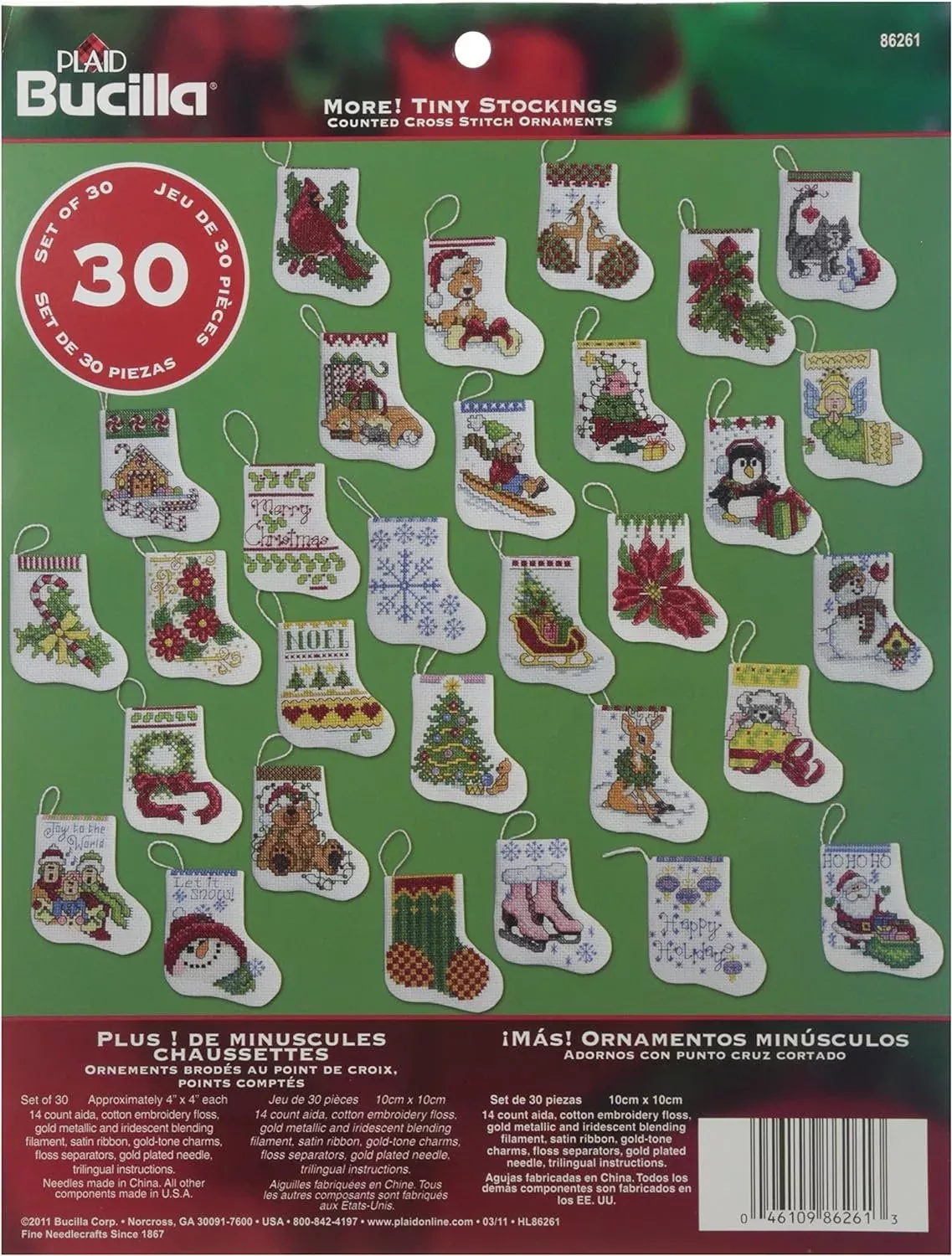 Bucilla Counted Cross Stitch Ornament Kit, 3.5 by 3.5-Inch, 86261 More