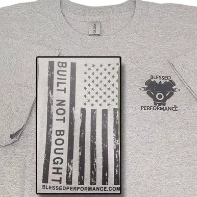 "Built Not Bought" Black on Grey Flag designT-Shirt