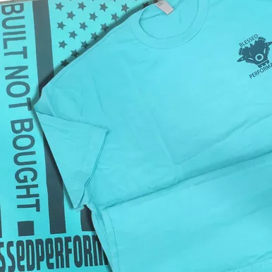 "Built Not Bought"Signature Teal Flag design T-Shirt