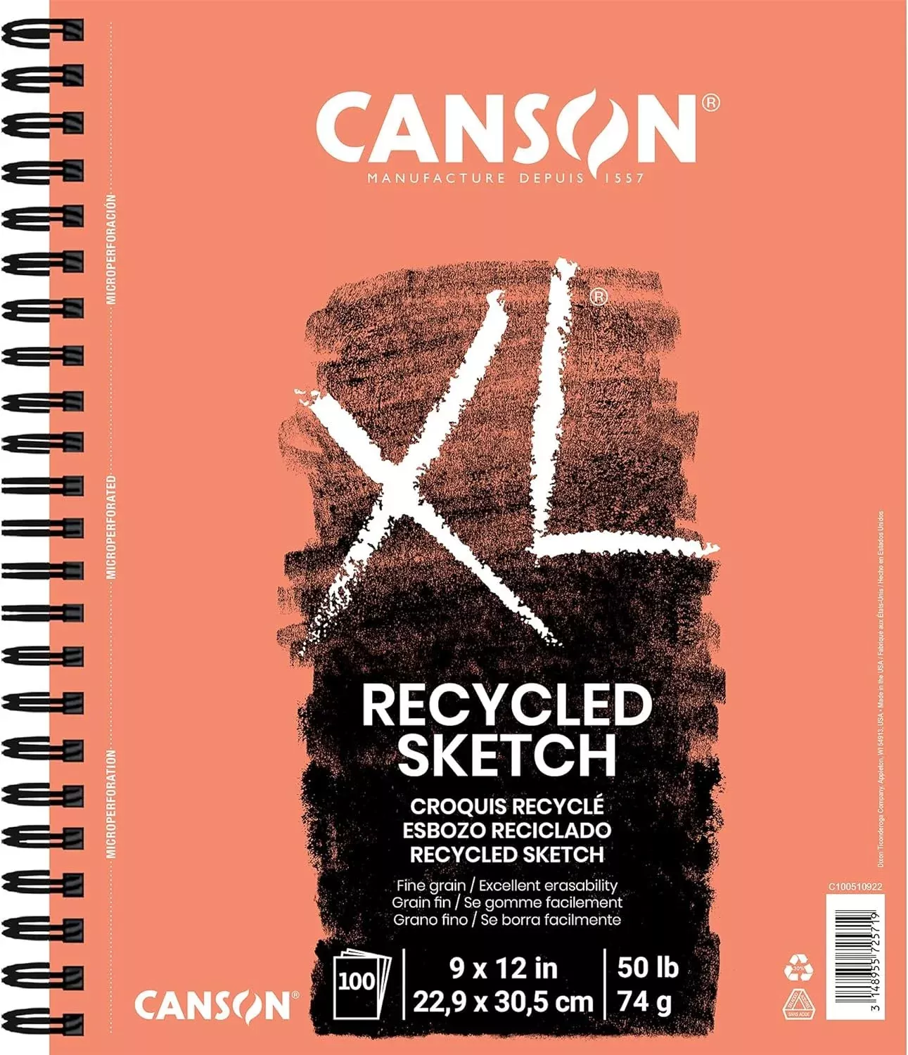 Canson XL Series Paper Sketch Pad for Charcoal, Pencil and Pastel, Top
