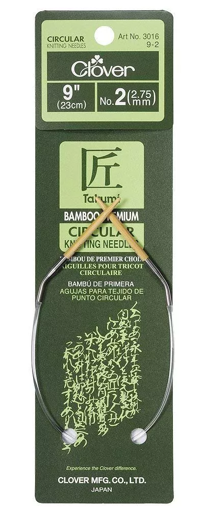 CLOVER Bamboo Circular Knitting Needles Takumi, 9-Inch Size 2 - 407857