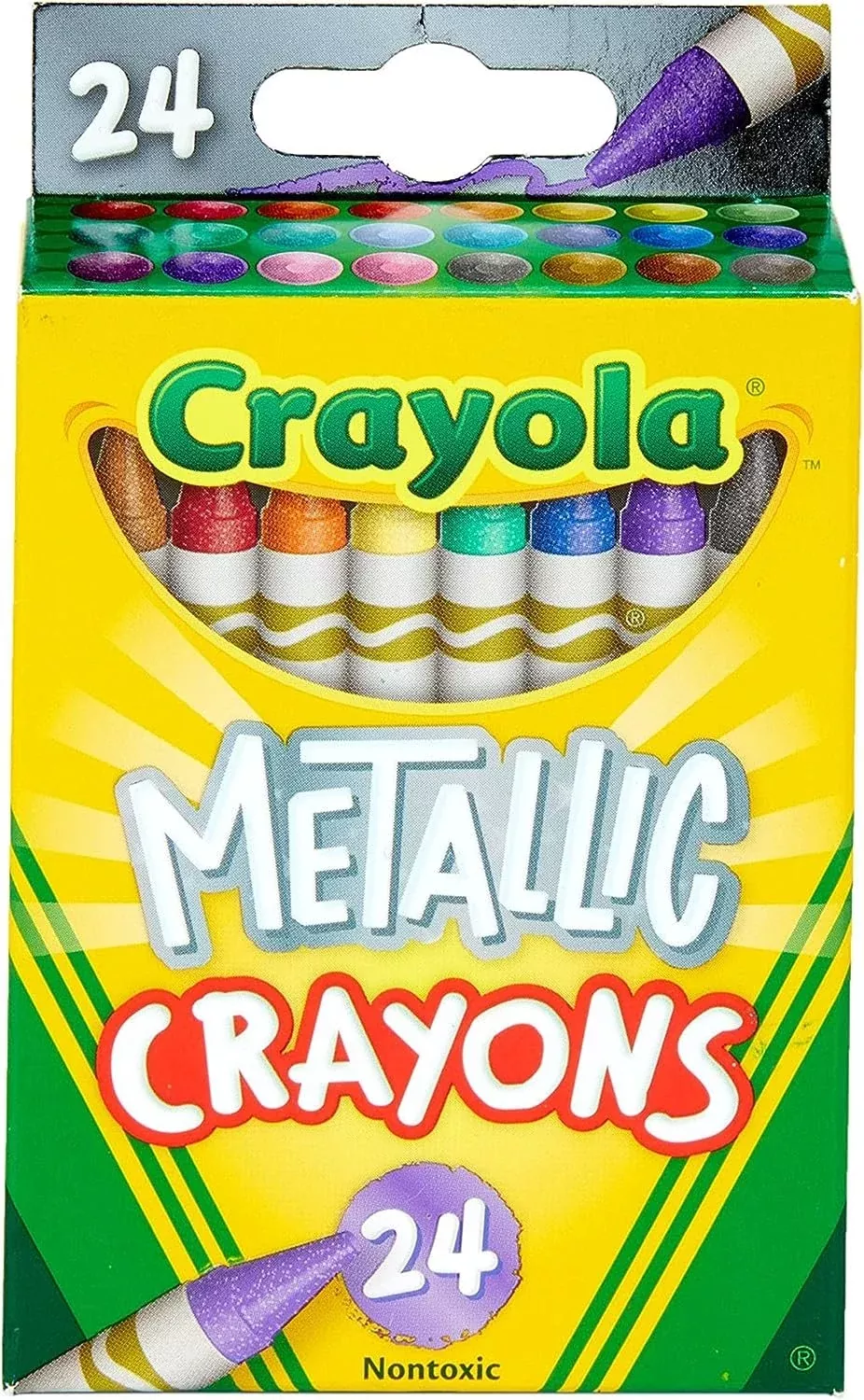 Crayola Metallic Crayons, Kids Art Supplies, 24 Count, Coloring Suppli