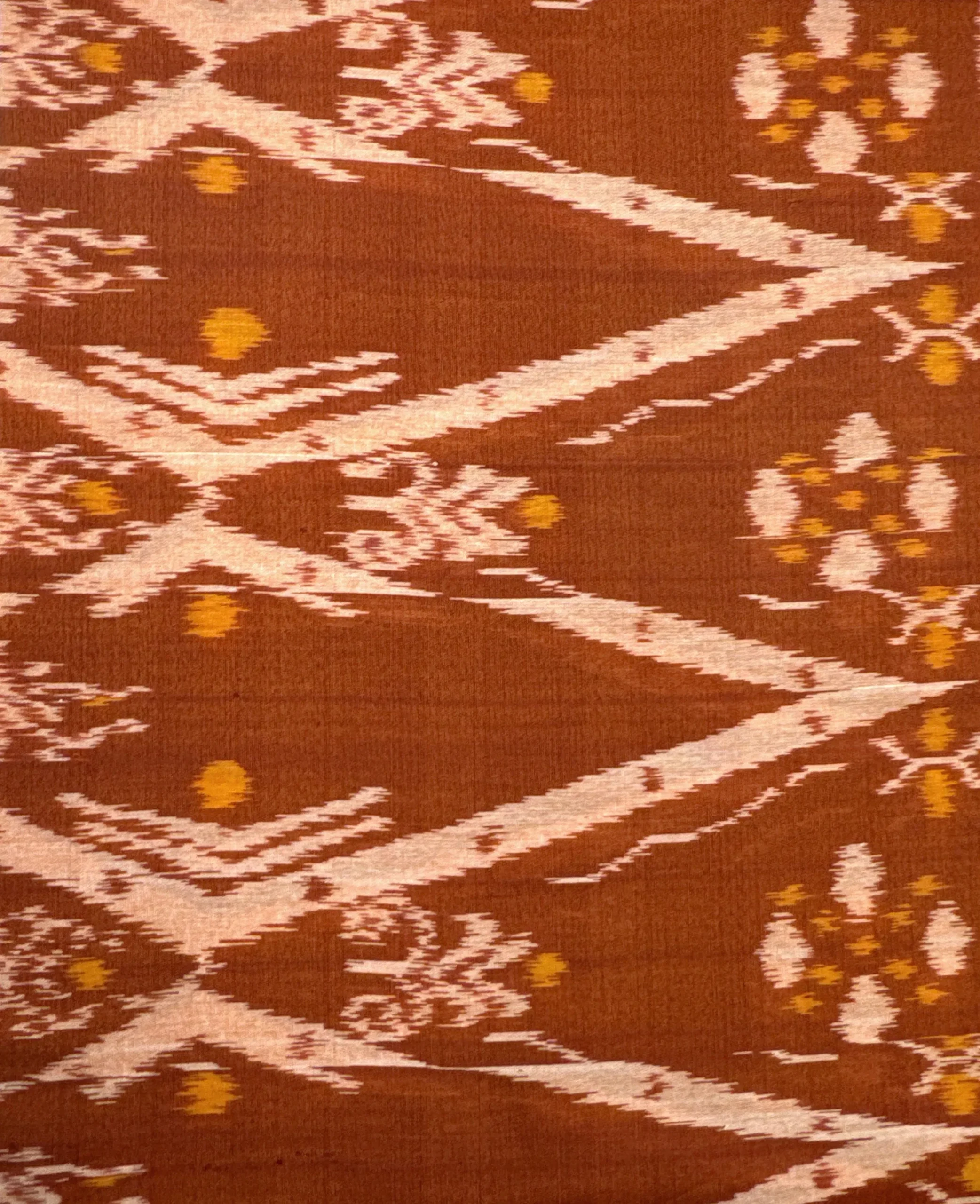 Handwoven Ikat Fabric from Indonesia Rust Triangle Point Design