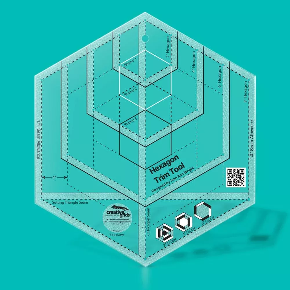 Hexagon Trim Tool Quilt Ruler, Creative Grids