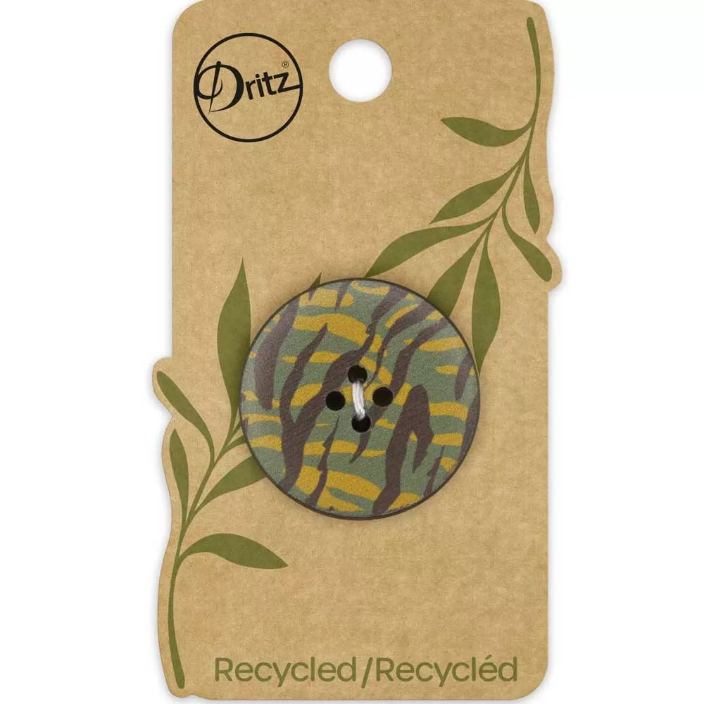 Leather Button, Multi Print 30mm