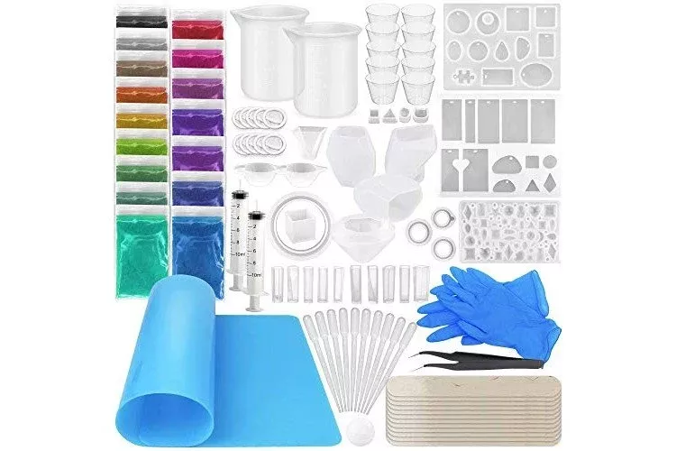 Pixiss Epoxy Resin Molds, Mixing Kit Supplies, 15 Resin Tinting Mica P