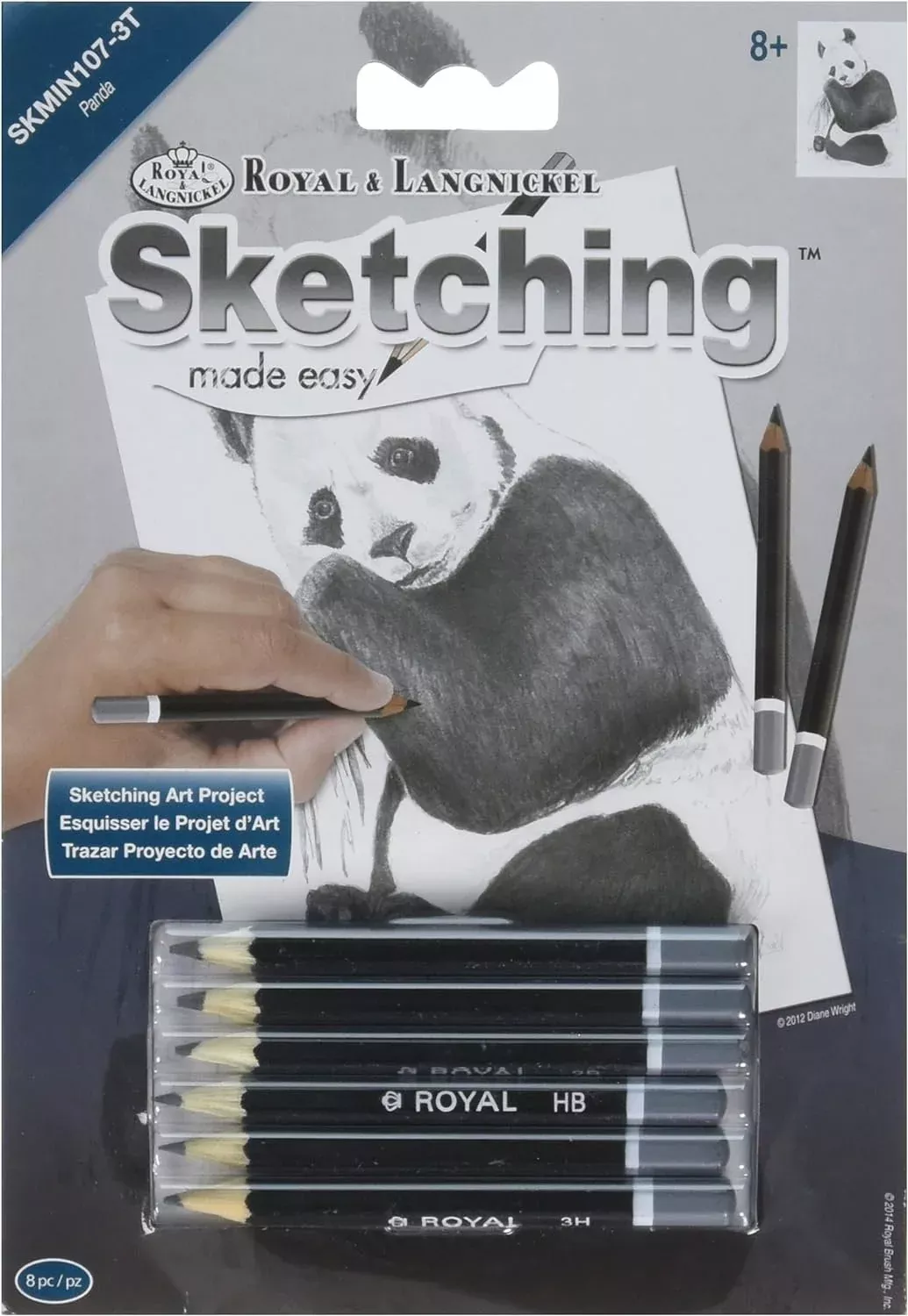ROYAL BRUSH SKMIN-107 Sketching Made Easy Mini Panda Kit, 5'' by 7'',