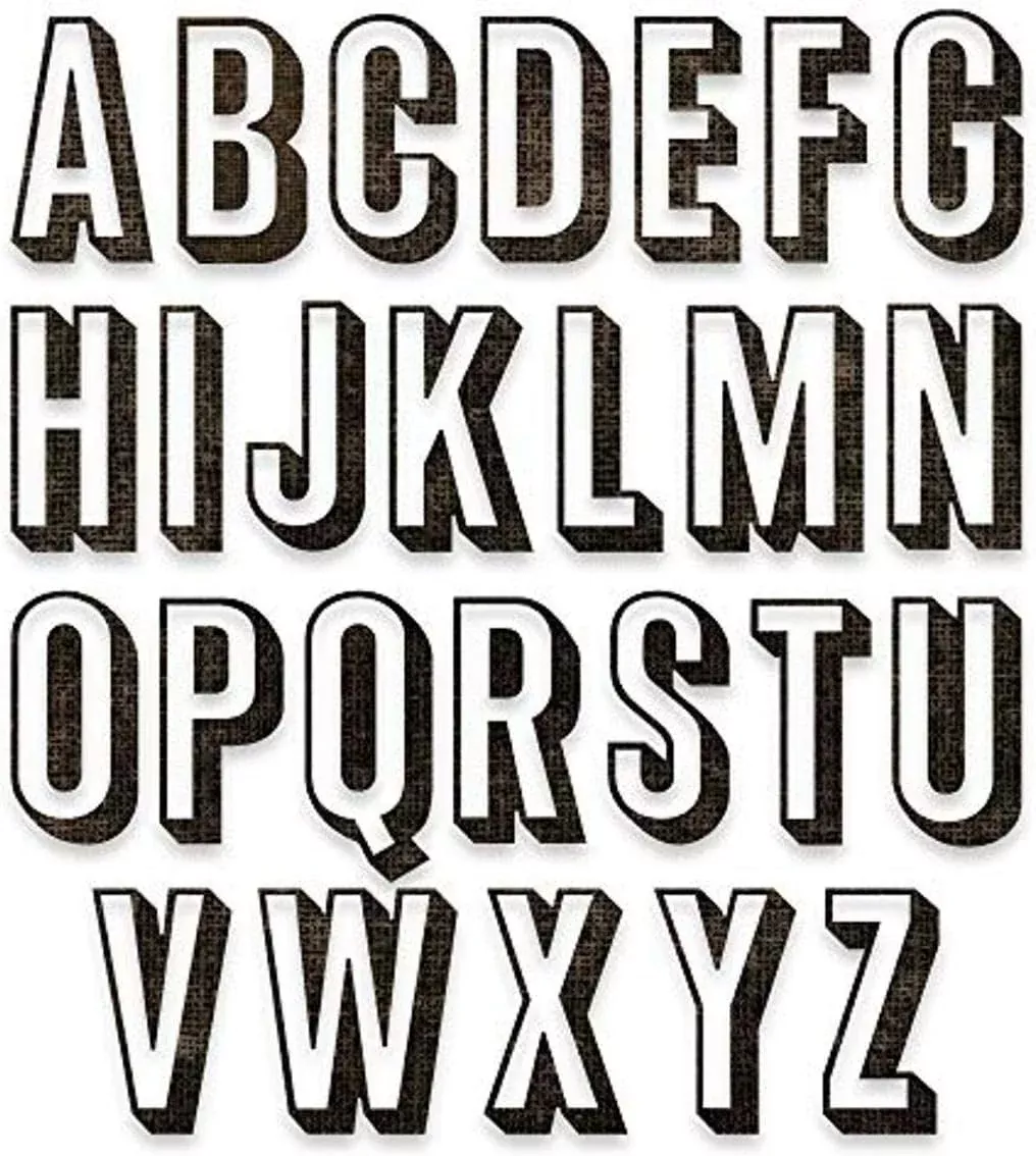 Sizzix Tim Holtz - THINLITS DIE ALPHA UPPR, Alphanumeric, Shadow Upper