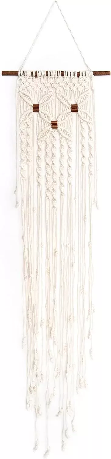 Solid Oak Macrame WALLHANG KIT 3 Flowers, Off-White, One Size