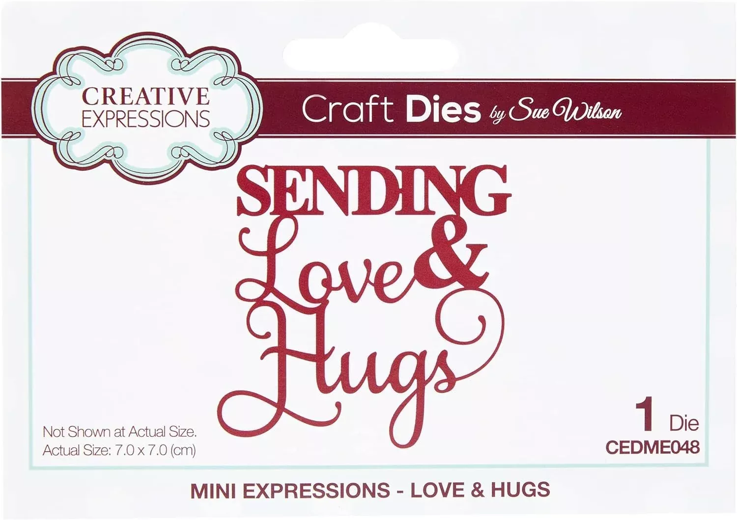 Sue Wilson Mini Expressions Collection Die-Love & Hugs, Metal, 7 x 7 c