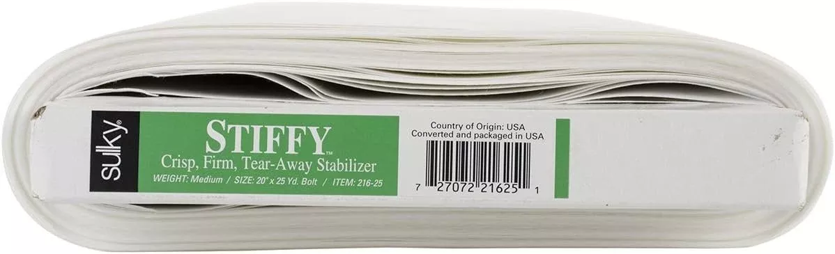 Sulky Stiffy Tear, Away Stabilizer, 20" by 25 yd, White