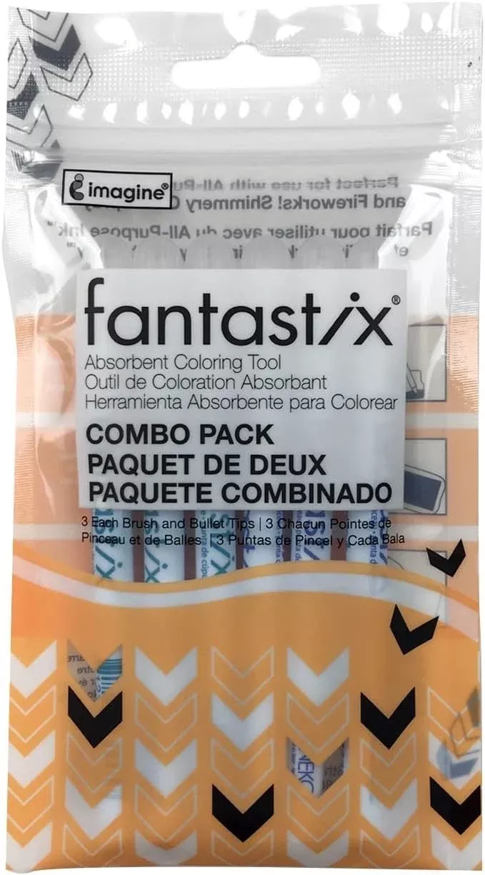Tsukineko FX300006 6-Pack Fantastix, Brush/Bullet Tip Combo for All Pu