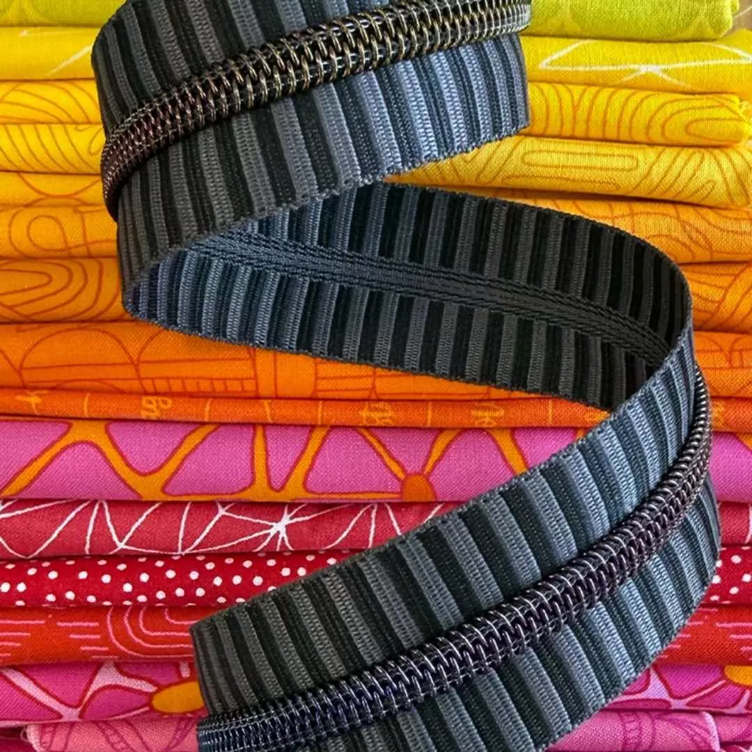 Zipper Tape - 3yds - Wide Black /Gray Stripe