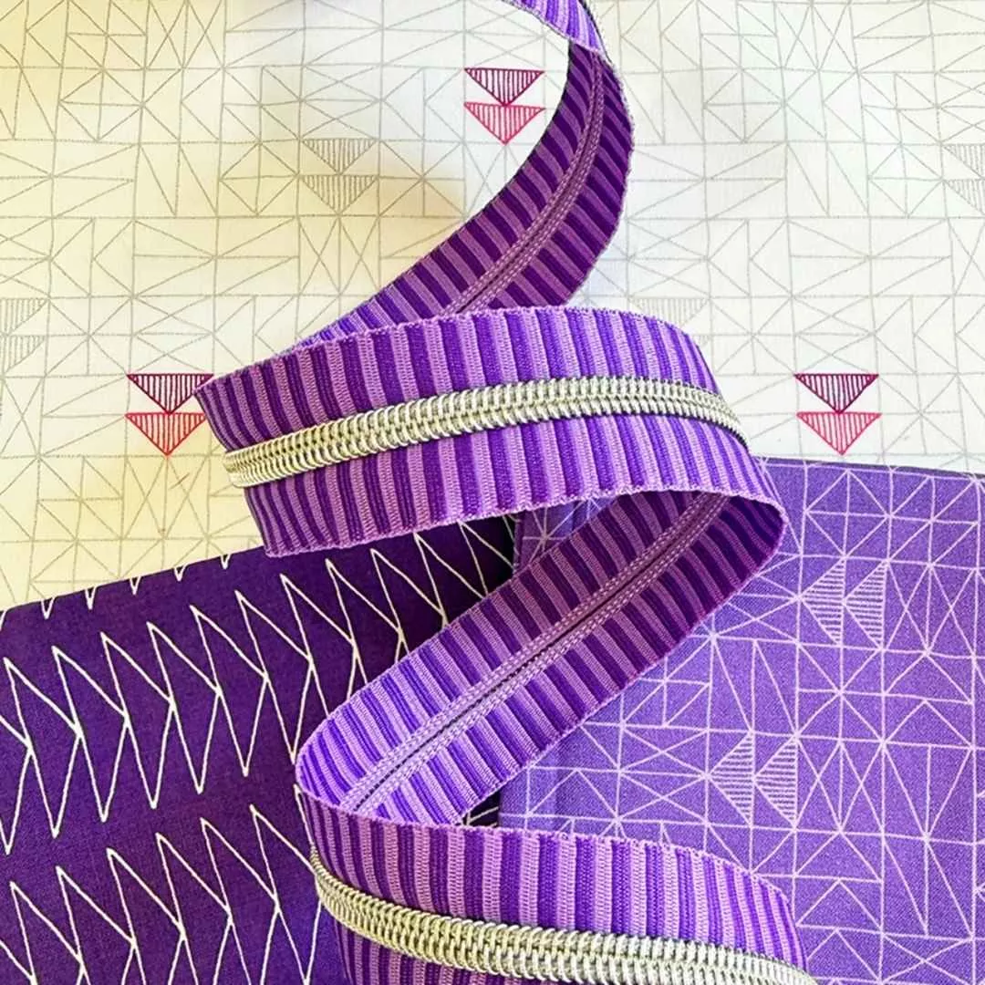 Zipper Tape - 3yds - Wide Purple Stripe
