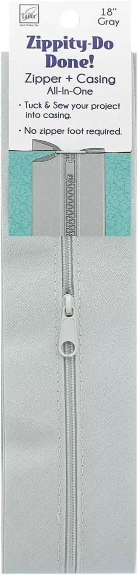 Zippity Do Done 18" Light Gray zipper with pull